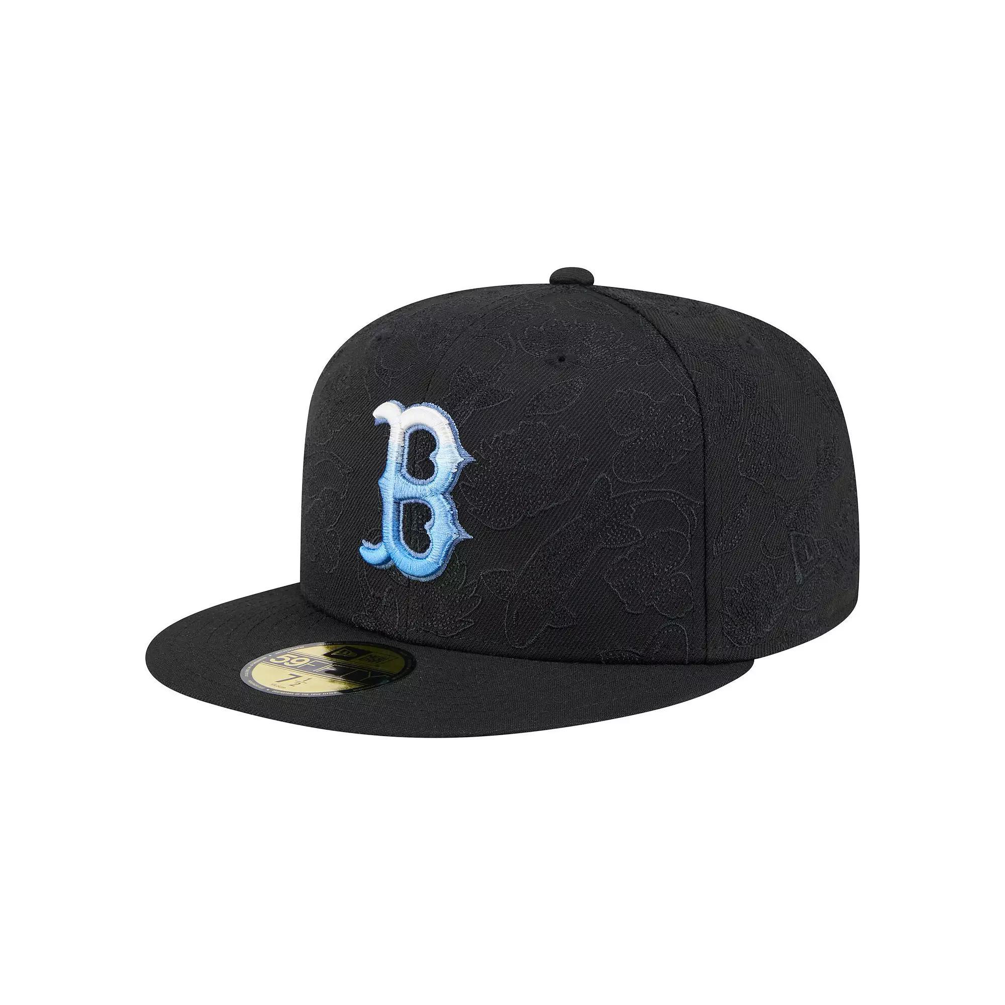 Men's New Era Black Boston Red Sox Tonal Koi 59FIFTY Fitted Hat, Size: 7 7/8 Product Image