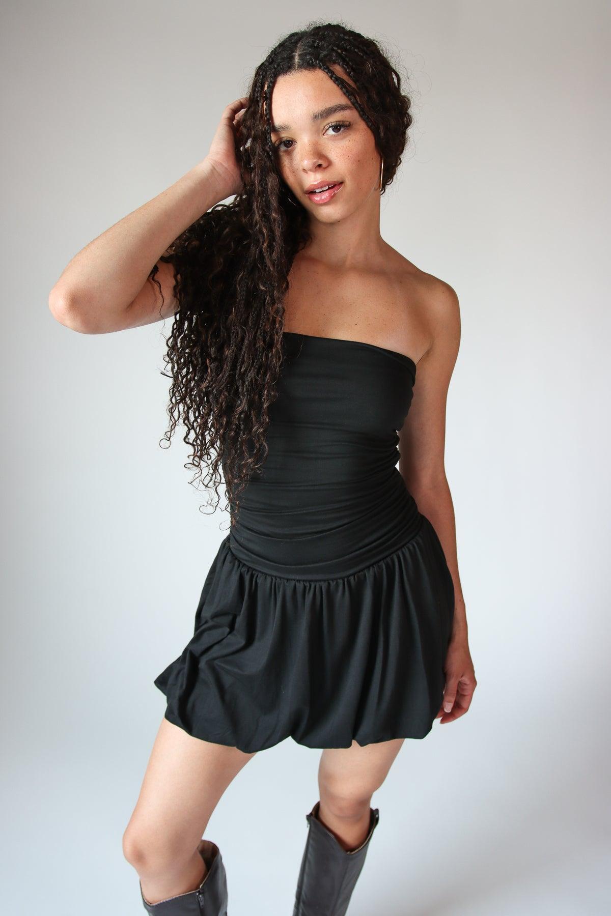Strapless Bubble Hem Mini Dress Product Image