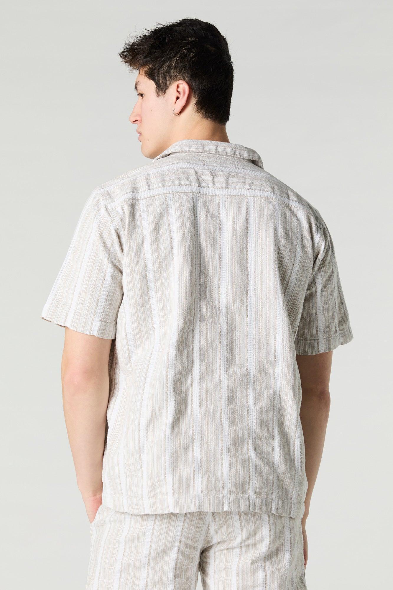 Striped Knit Button-Up Top Male Product Image