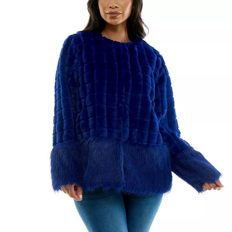 Women's Nina Leonard Mixed Stripe Faux Fur Bolero, Size: Small, Ivory Product Image