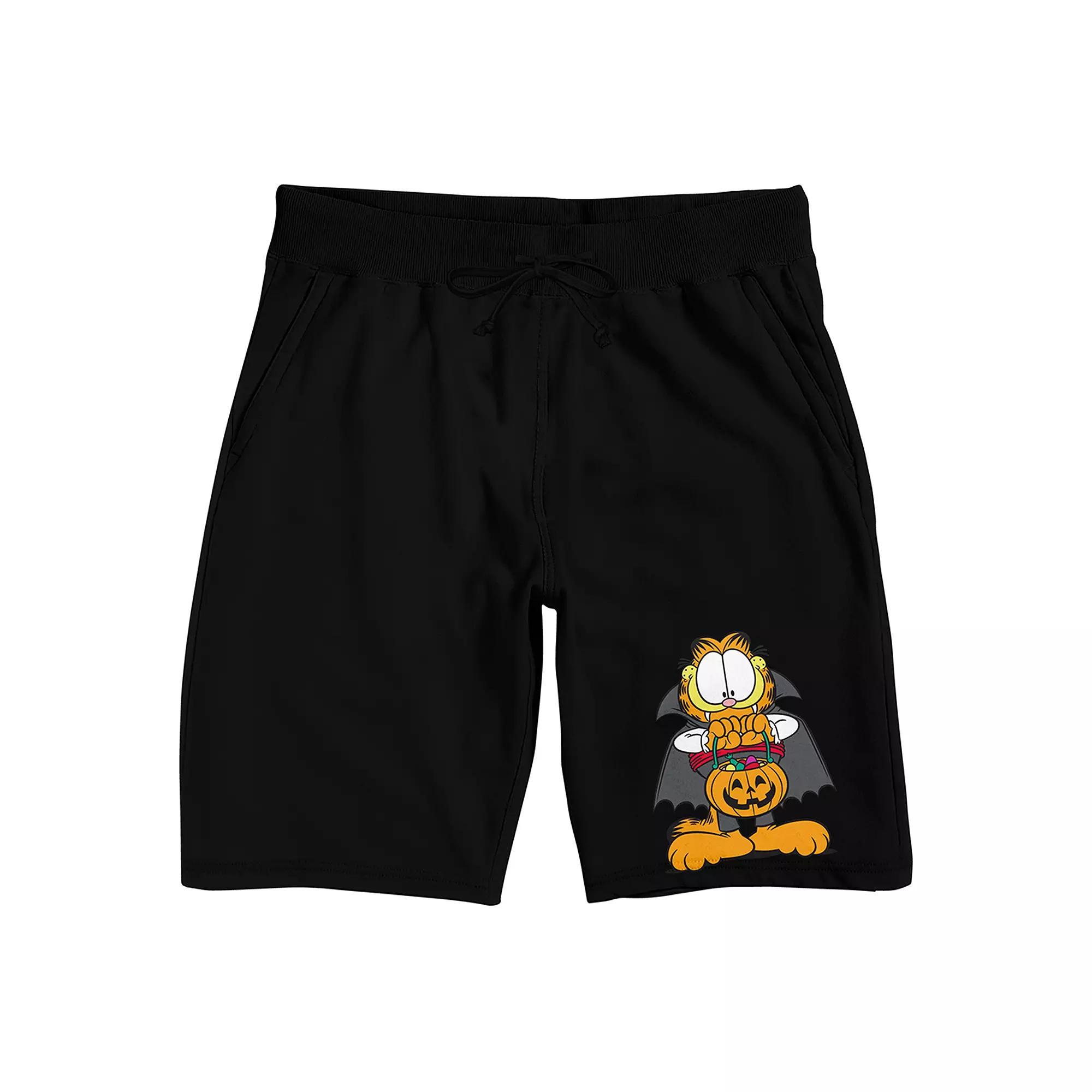 Men's Garfield Halloween Cat Pajama Shorts, Size: Small, Black Product Image