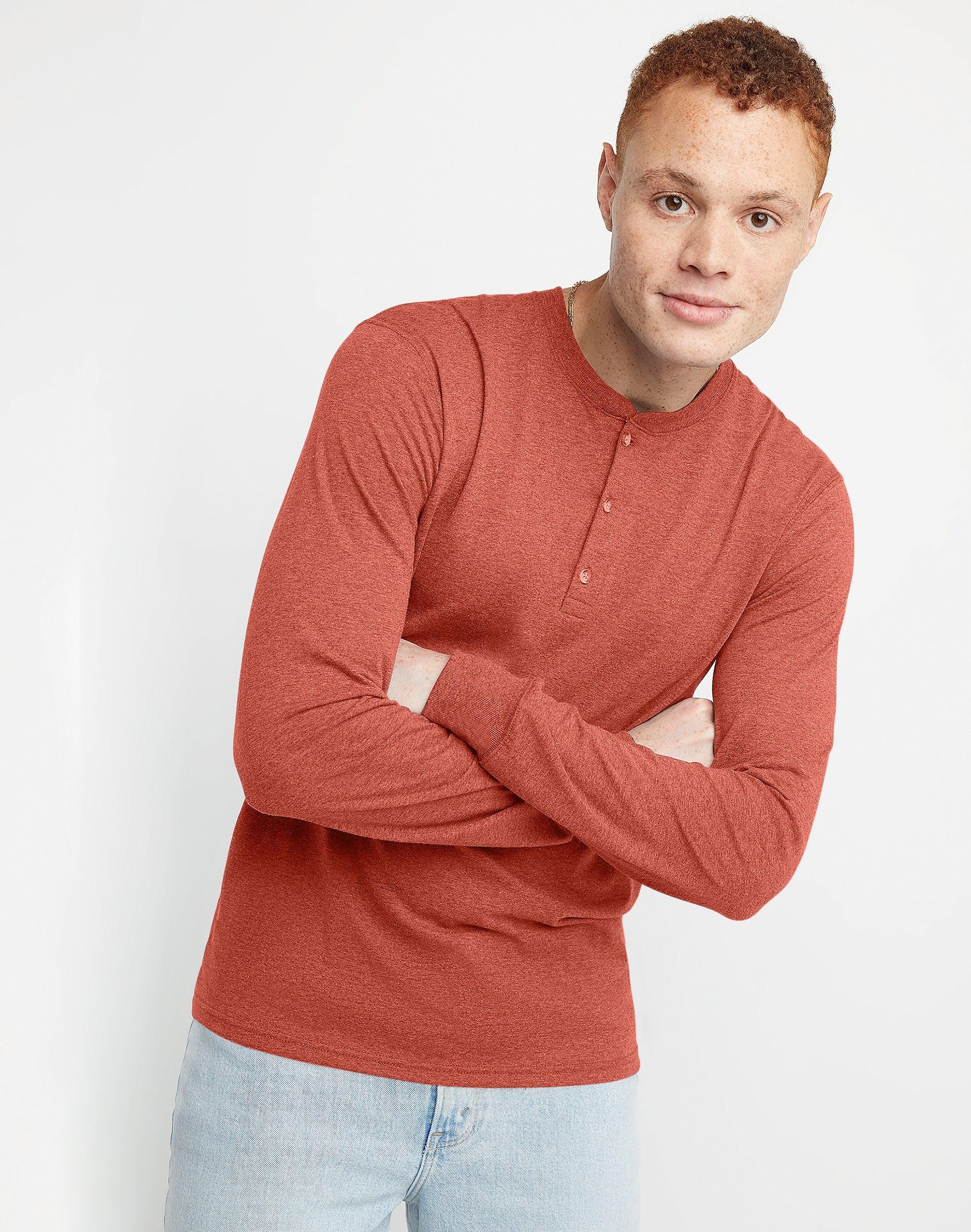 Men's Hanes Originals Tri-Blend Henley, Size: Medium, Eco White Product Image