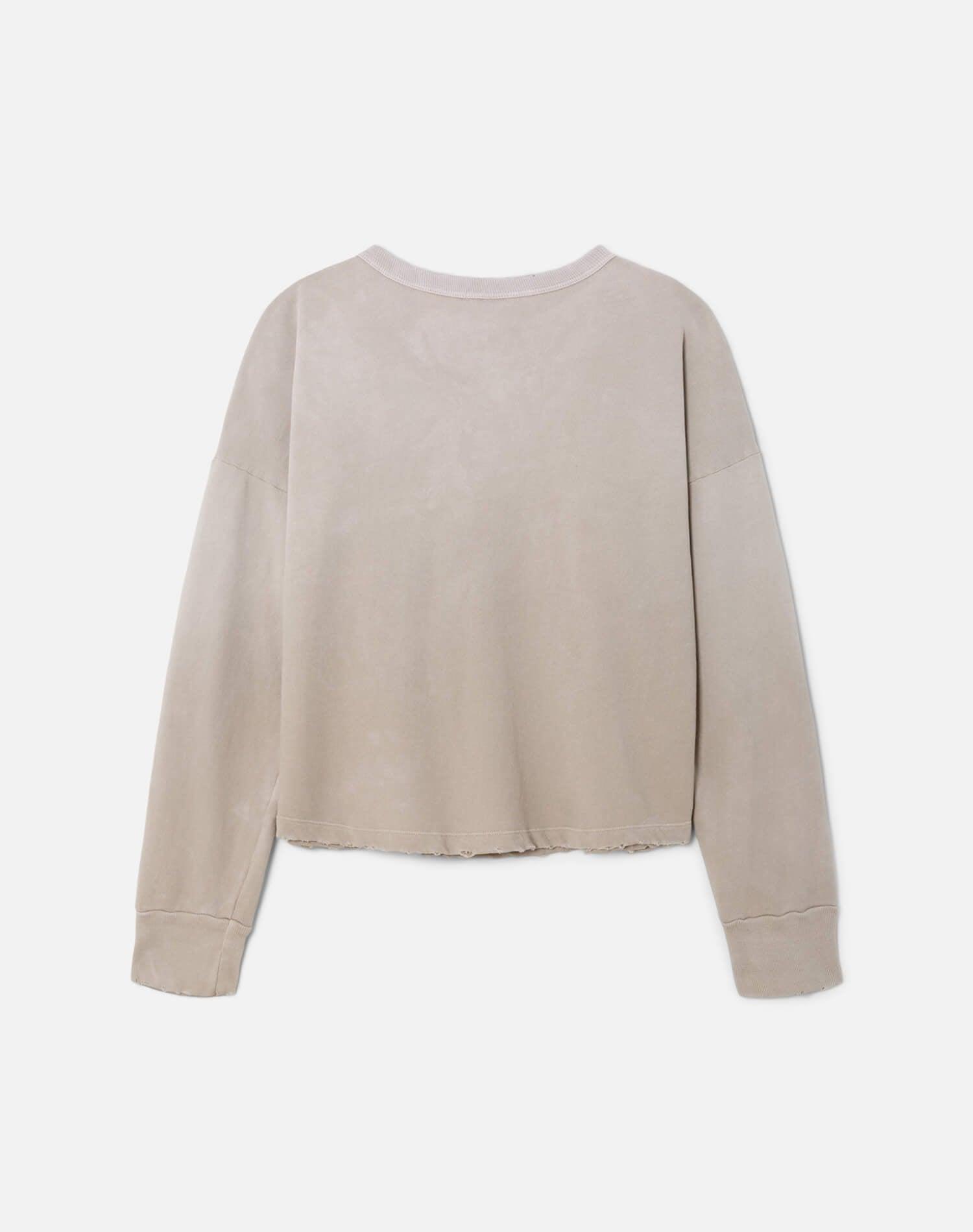 Boxy Crewneck Sweatshirt "Love Me" - Khaki Product Image