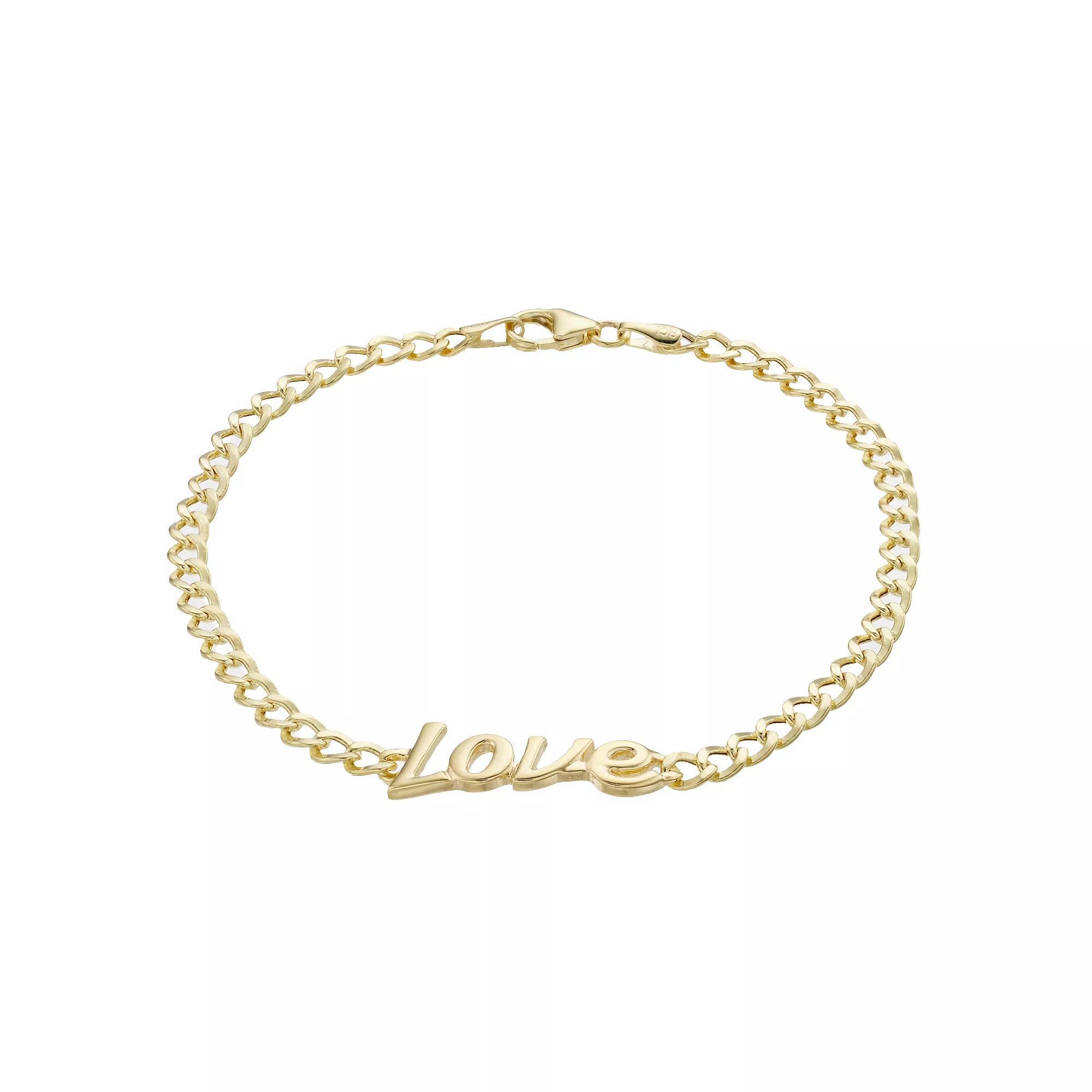 14k Gold Love Curb Chain Bracelet, Women's, Size: 7" Product Image