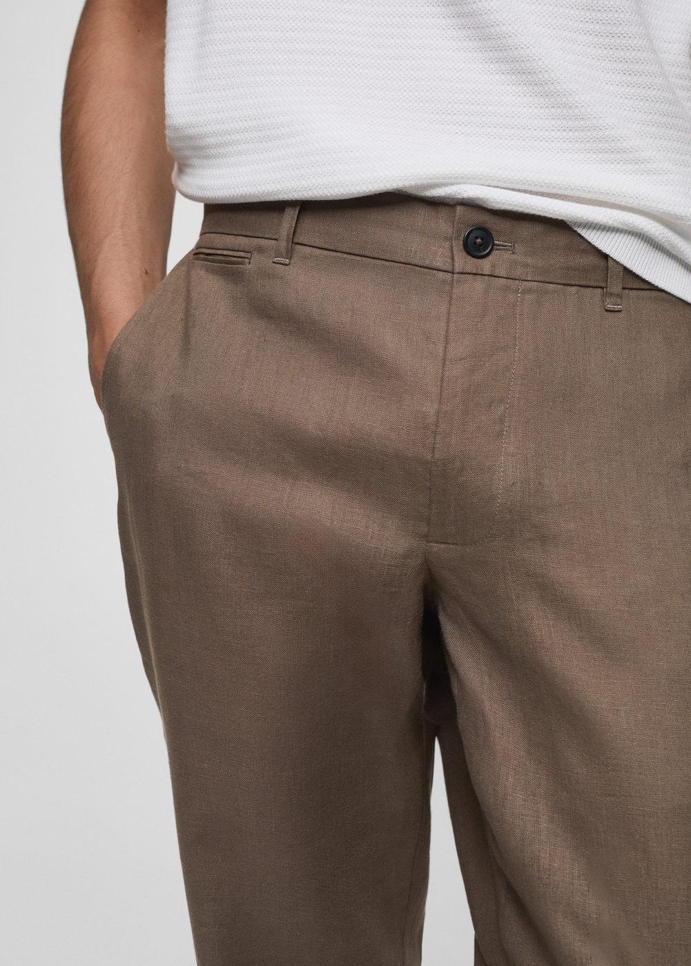 Mango Mens Linen Slim-Fit Pants Product Image