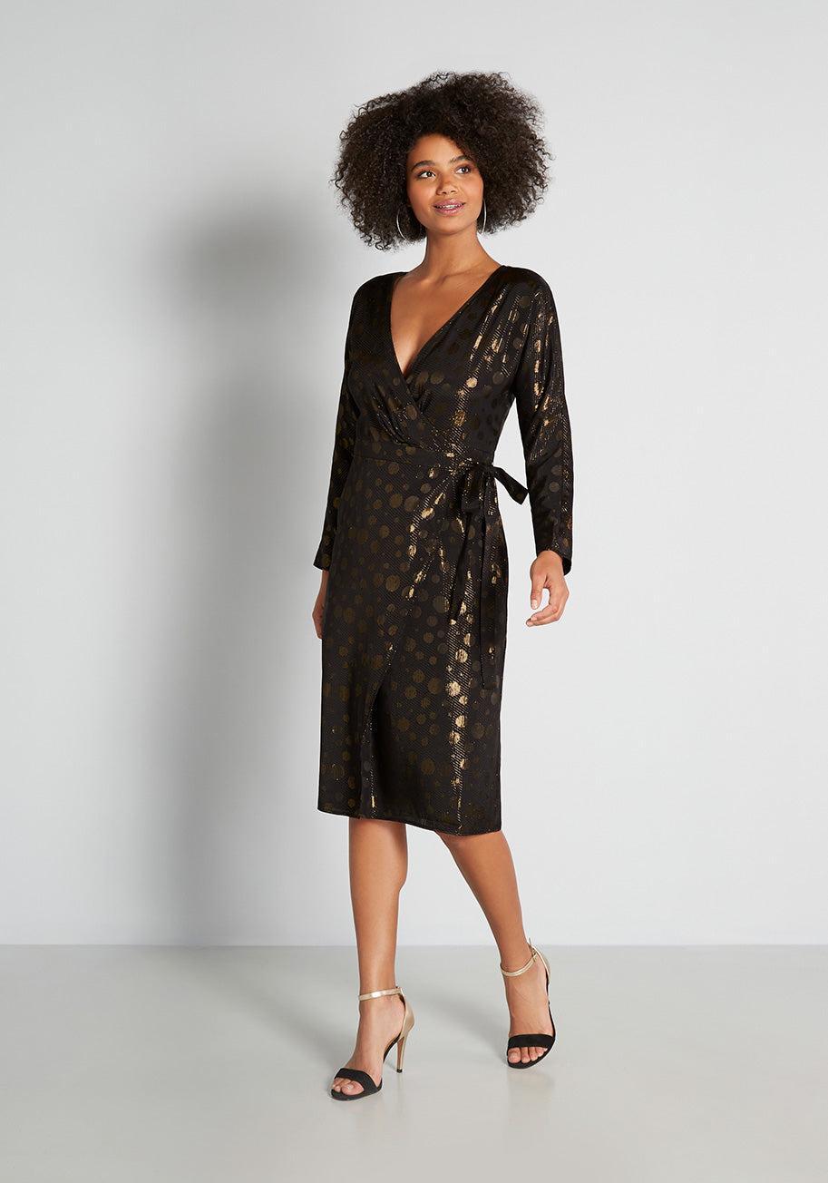 Golden Record Party Wrap Dress Product Image