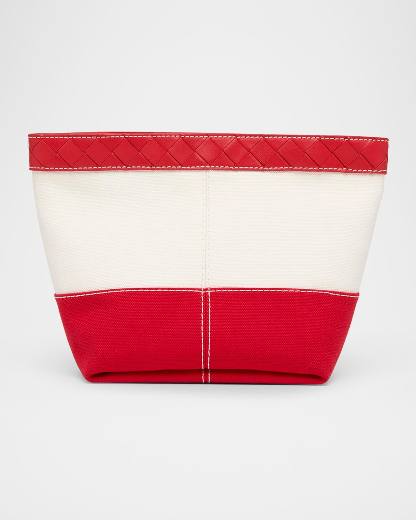 Leather-Trim Canvas Pouch Bag Product Image