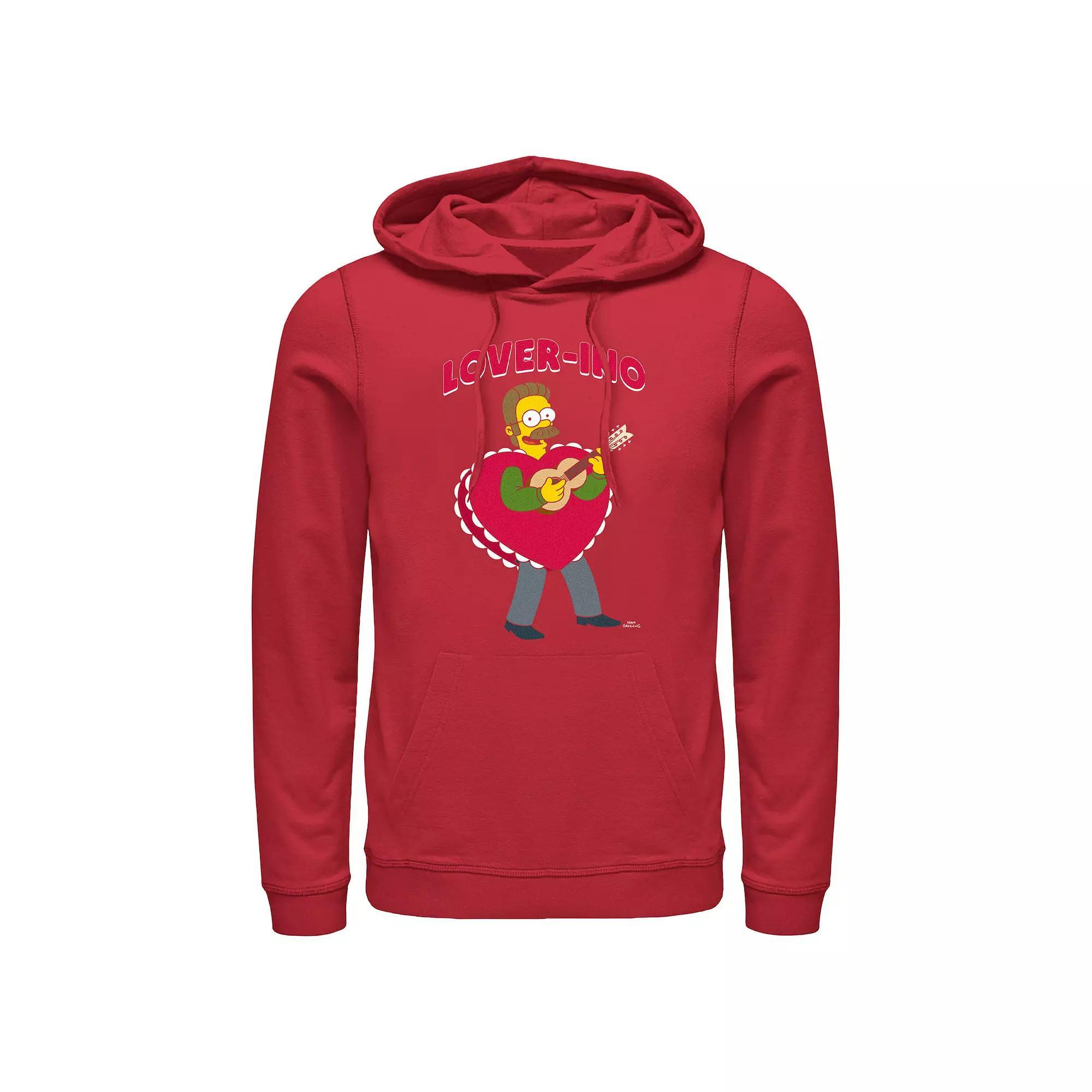 Men's The Simpsons Ned Flanders Lover-Ino Graphic Hoodie, Size: Small, Red Product Image