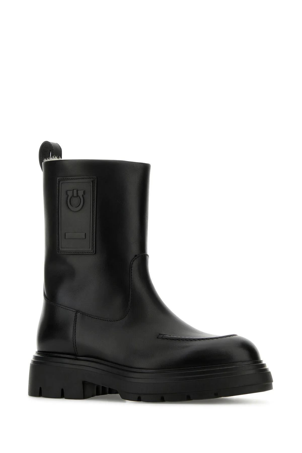 FERRAGAMO Tirba Fur Ankle Boots Black Product Image