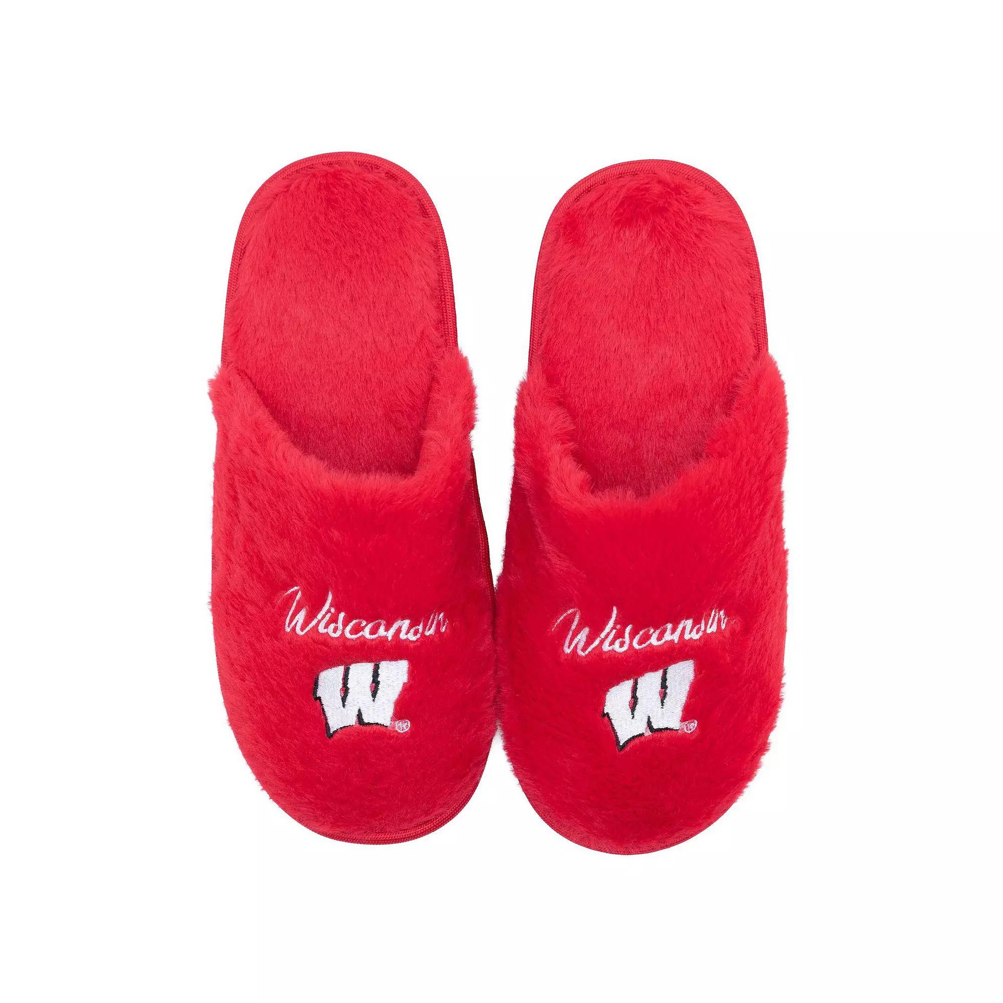 Women's ZooZatz Wisconsin Badgers Team Faux Fur Slippers, Size: 5/6, Red Product Image
