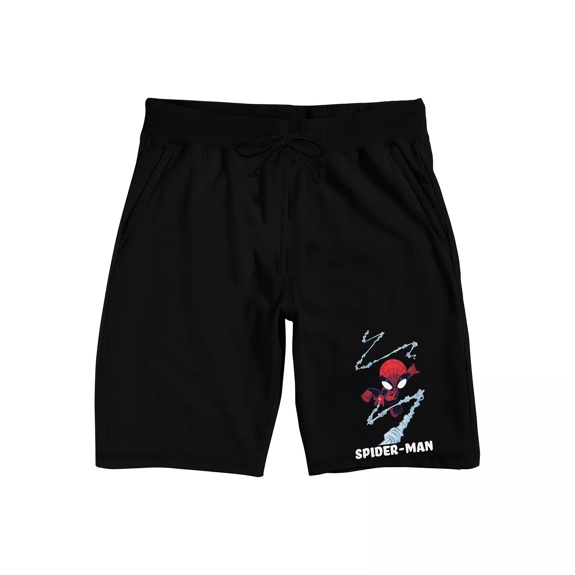 Men's Marvel Universe Chibi Spider-Man Sleep Shorts, Size: Small, Black Product Image