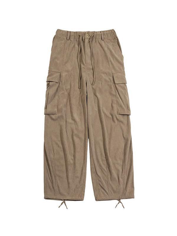 Men's Vintage Corduroy Multi Pocket Drawstring Cargo Pants Product Image