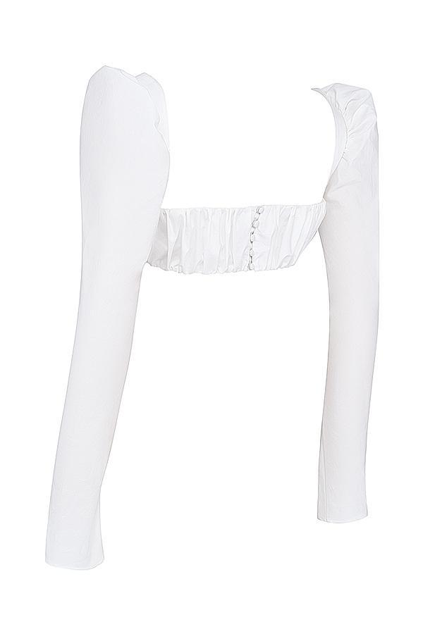 Shira White Puff Sleeve Top Product Image