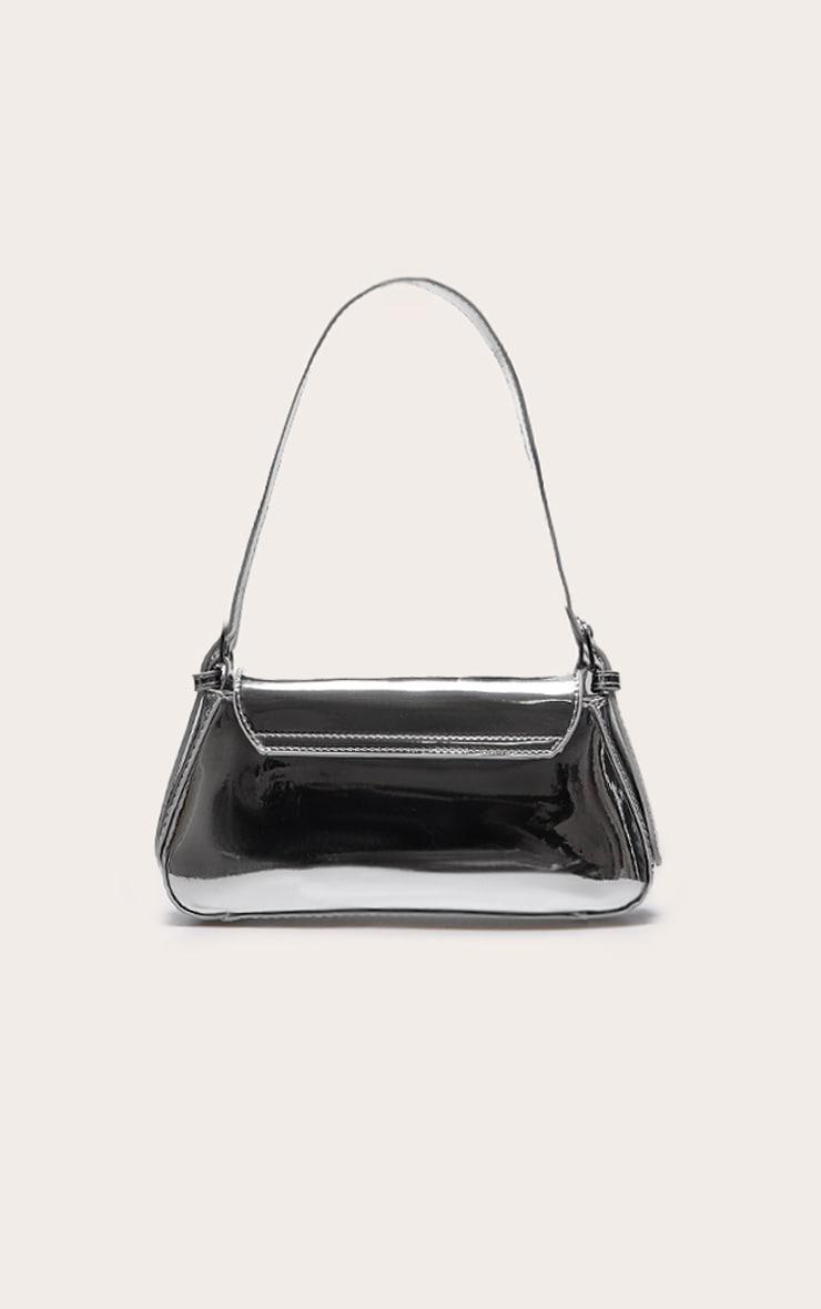 Silver Metallic Trapeze Shoulder Bag Product Image