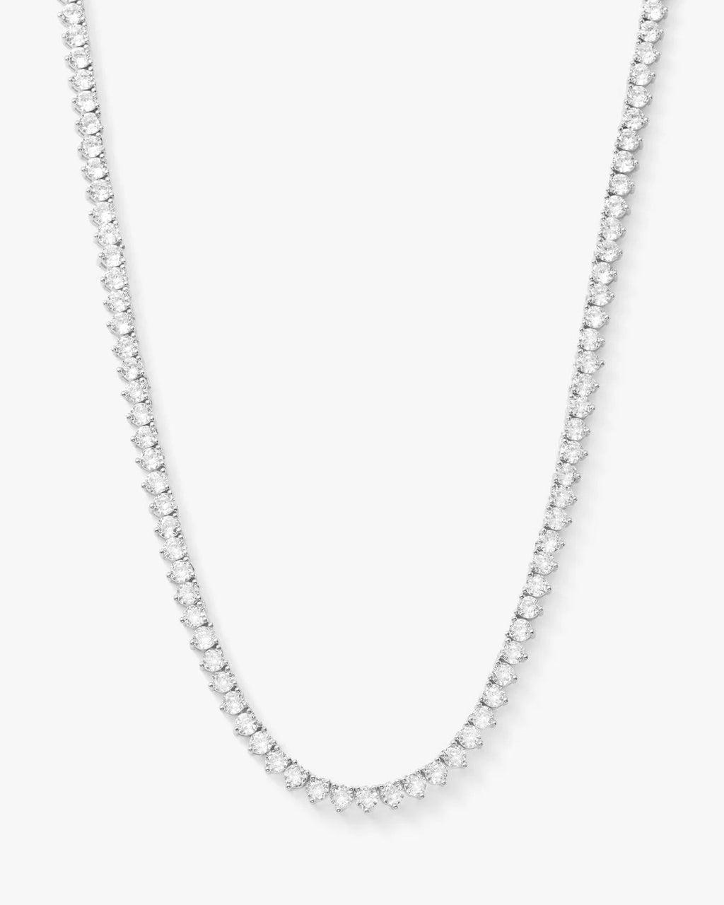 Not Your Basic Tennis Necklace 16" - Silver|White Diamondettes Product Image