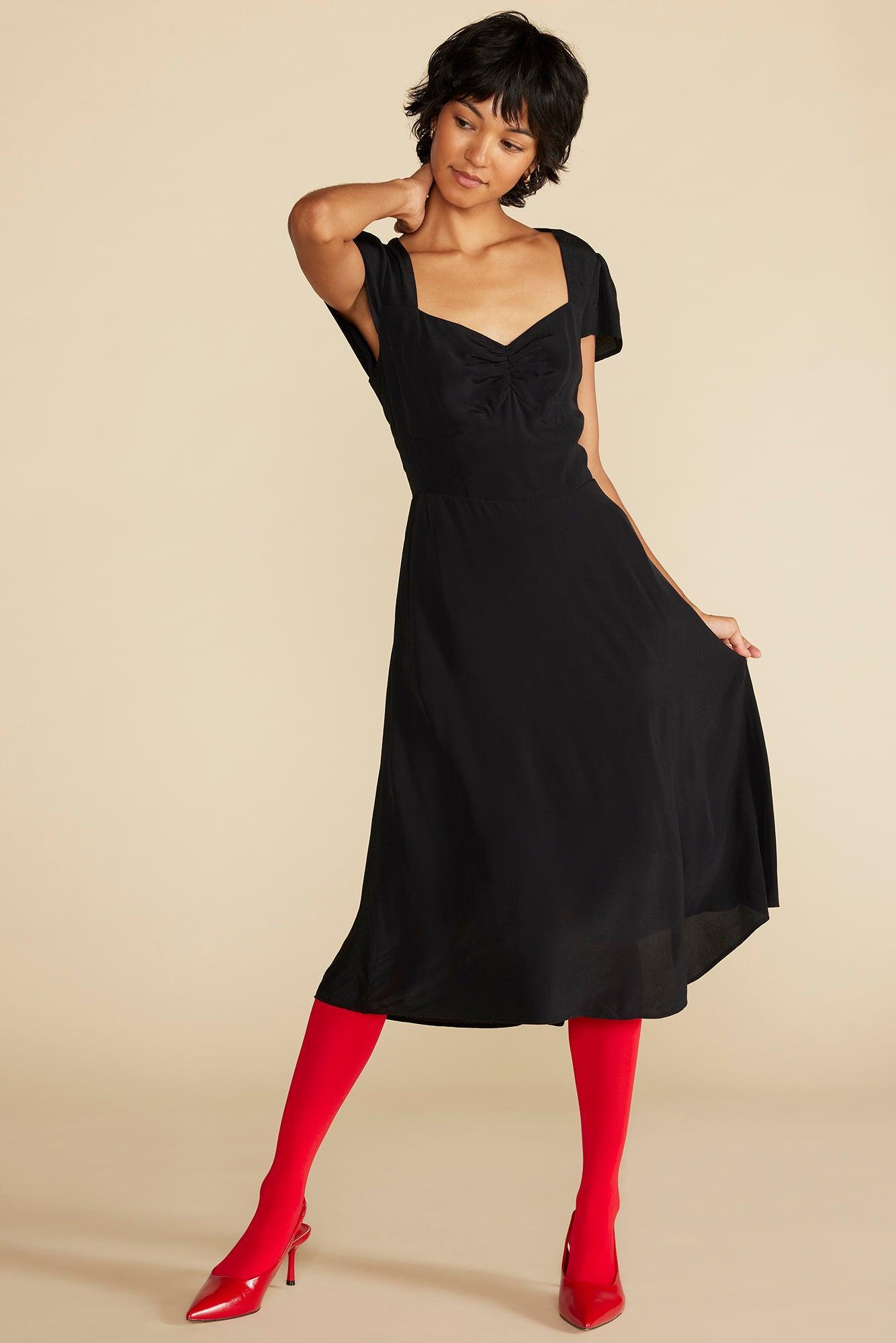 Beryl Crepe Midi Dress - Black Product Image