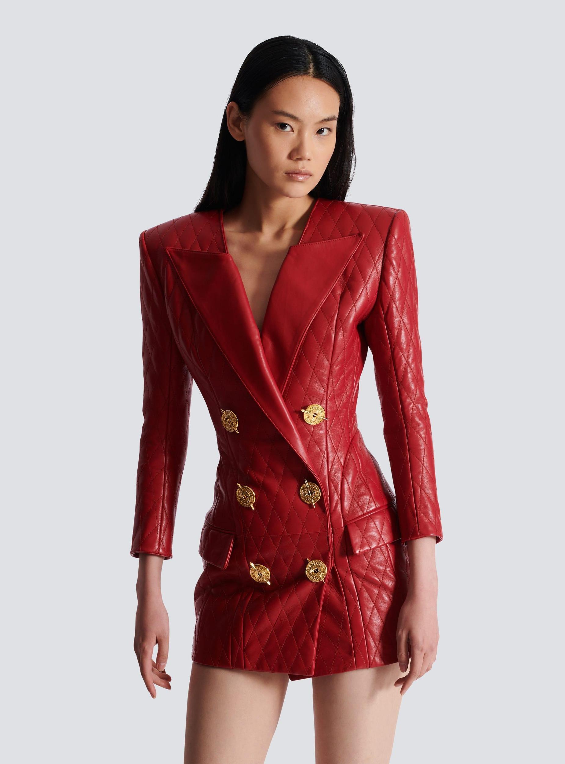 Short quilted leather dress Product Image
