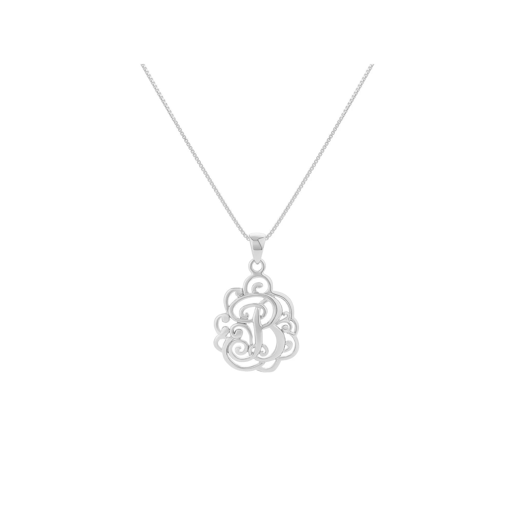 PRIMROSE Sterling Silver Monogram Initial Pendant Necklace, Women's, Size: 18", Silver Tone L Product Image