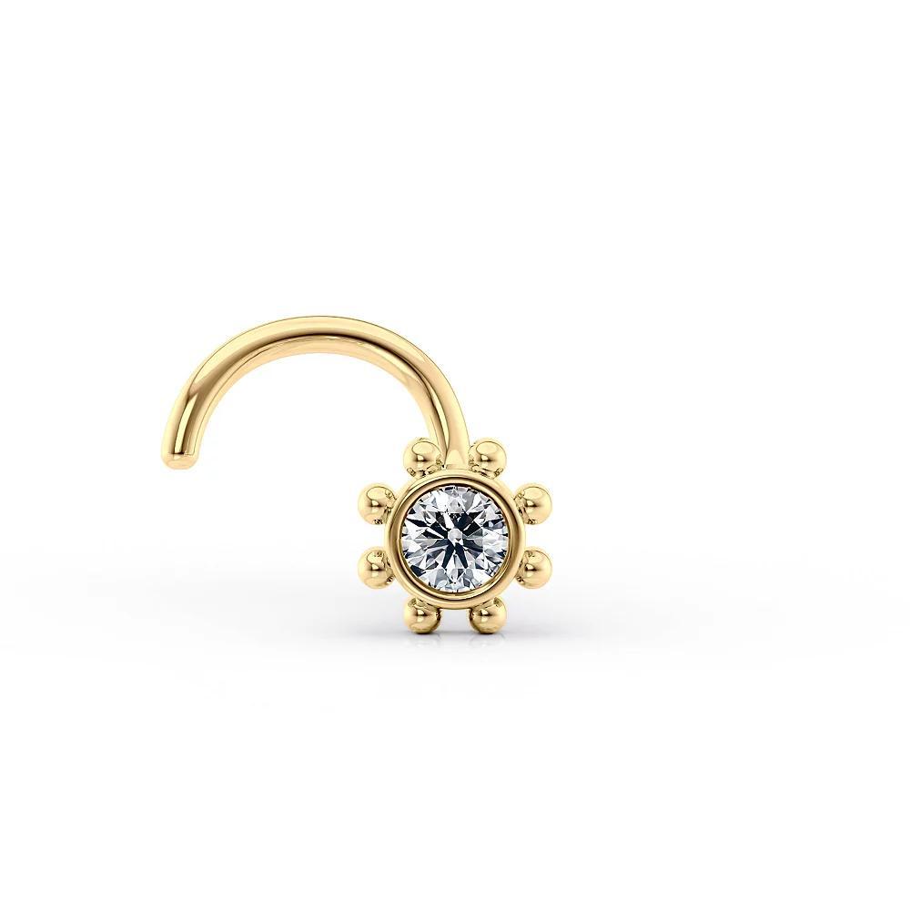 Lila Moon 14k Gold Cubic Zirconia Curved Flower Nose Stud, Women's Product Image
