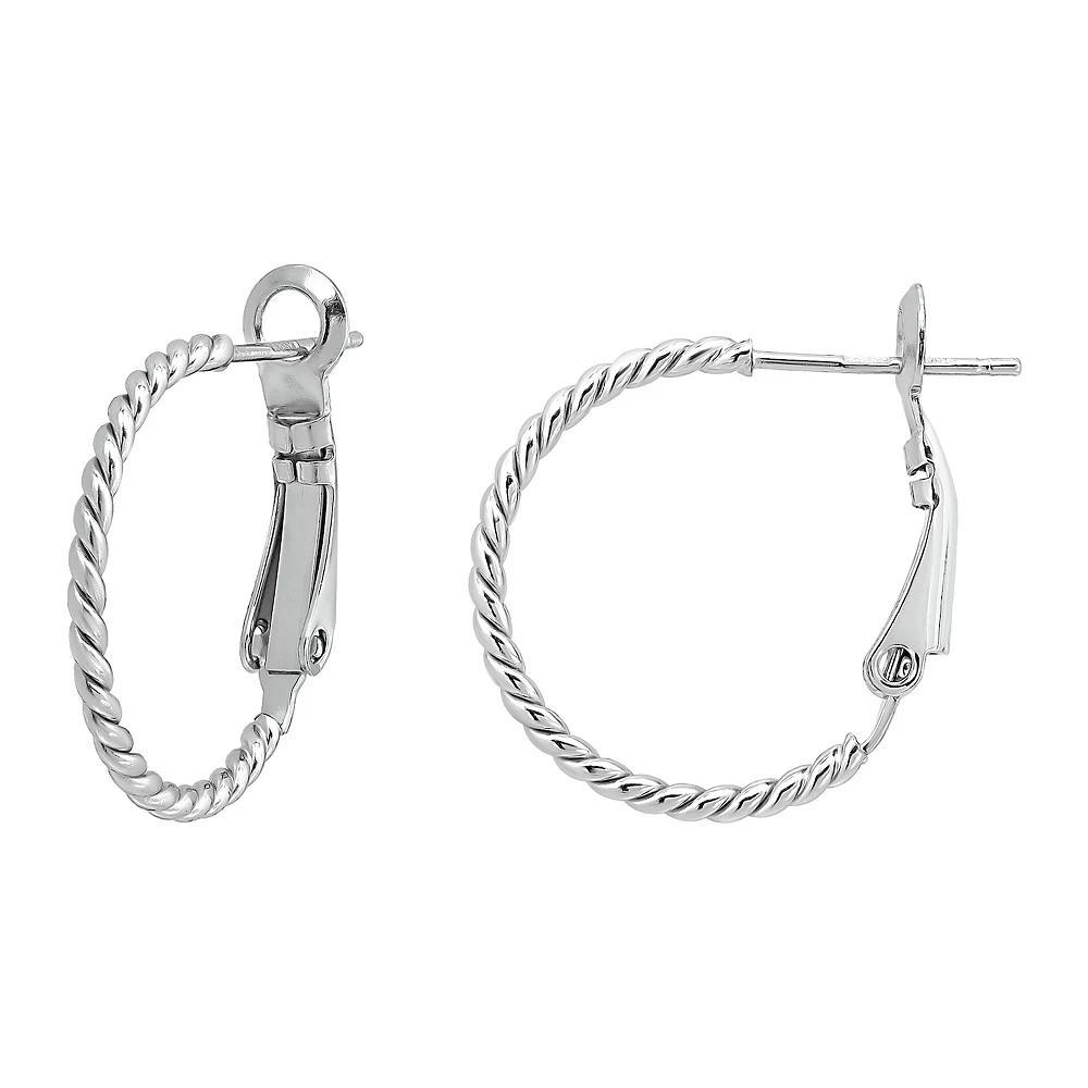Aleure Precioso 18k Gold over Sterling Silver Twisted Hoop Earrings, Women's, Size: 20MM, Silver Tone Product Image