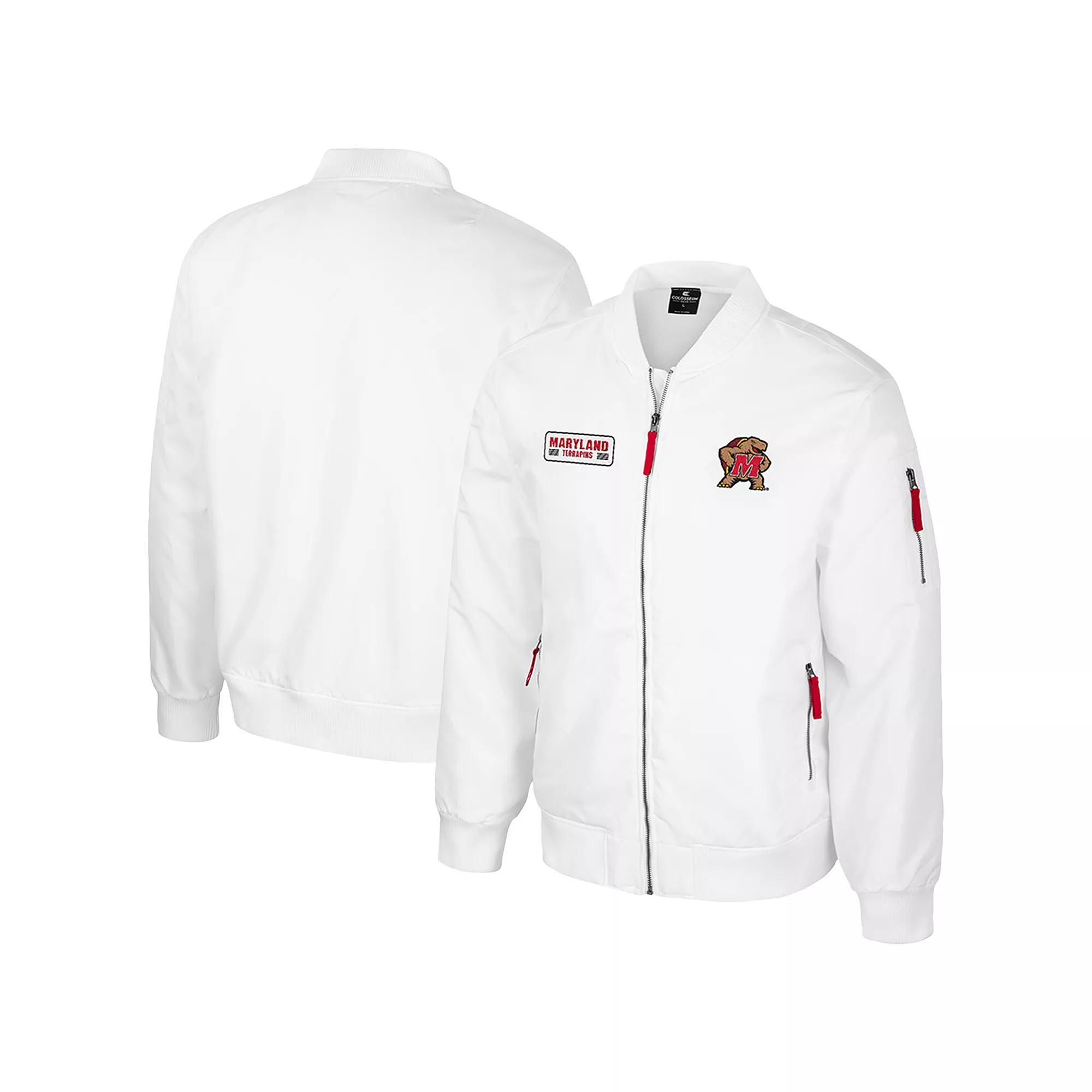 Men's Colosseum Maryland Terrapins White Rabbit Full-Zip Bomber Jacket, Size: 2XL Product Image