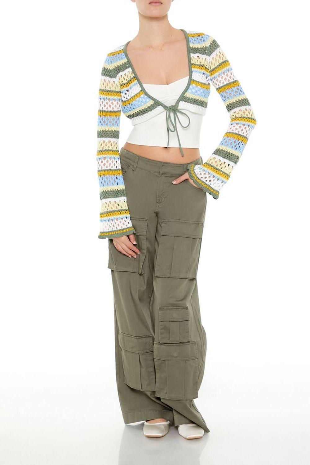 Striped Crochet Shrug Sweater | Forever 21 Product Image