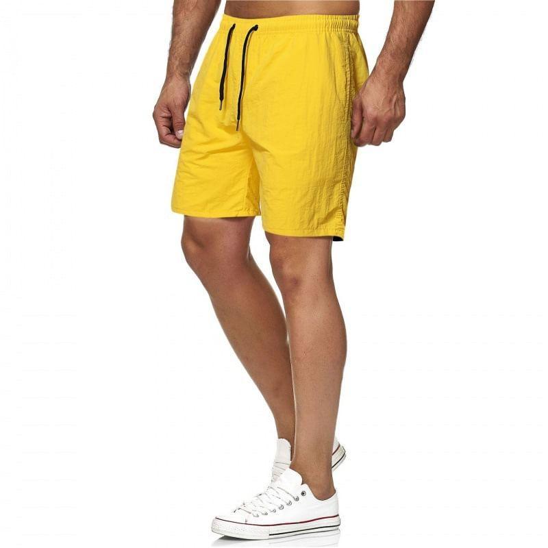Plain Swim Trunks With Adjustable Waistline Side Pockets Product Image