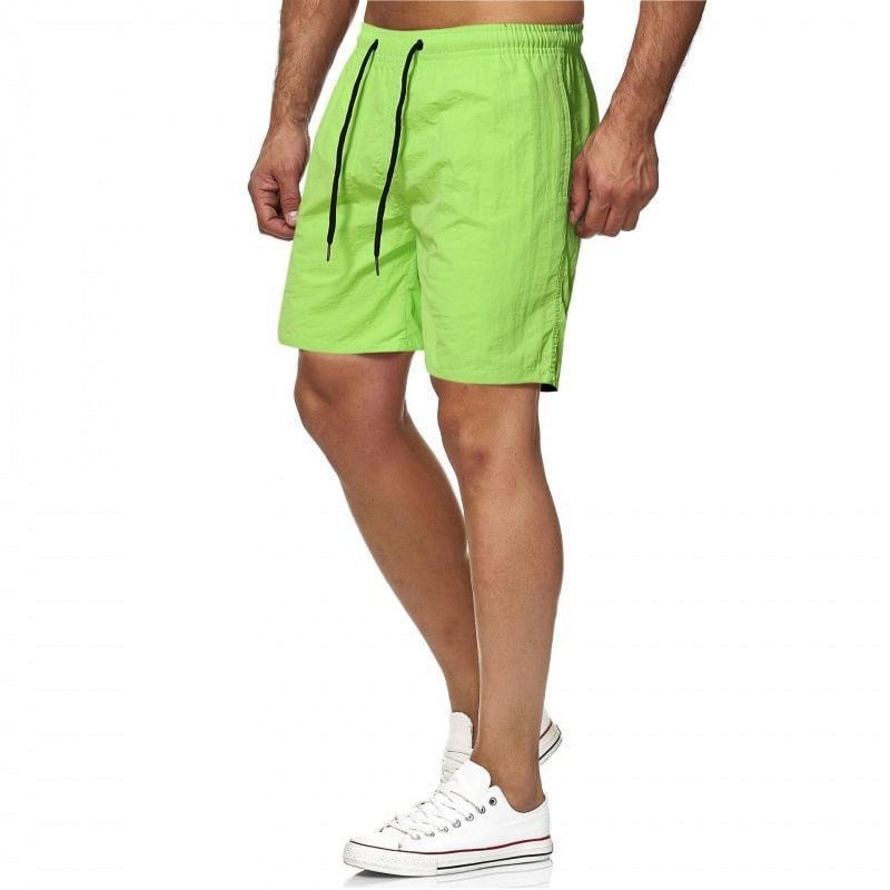 Plain Swim Trunks With Adjustable Waistline Side Pockets Product Image