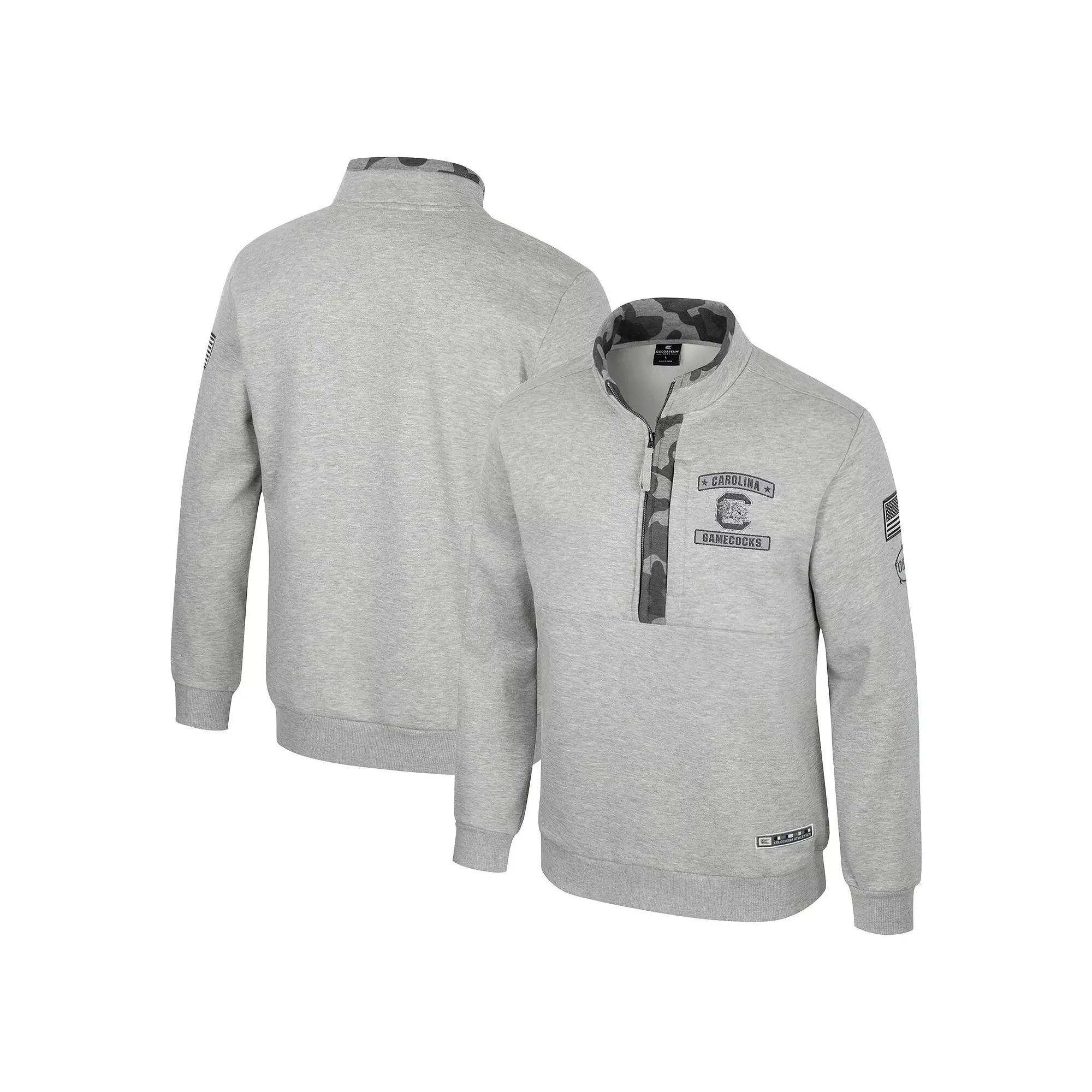 Men's Colosseum Heather Gray LSU Tigers OORAH OHT Military Appreciation Fleece Quarter-Zip Jacket, Size: XL, Grey Product Image
