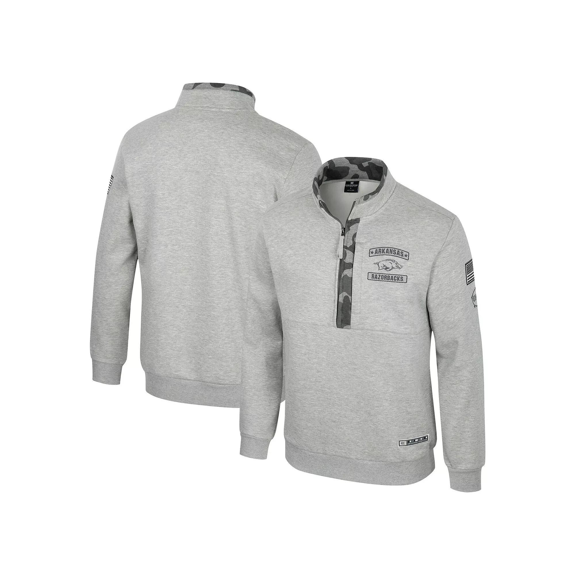 Men's Colosseum Heather Gray LSU Tigers OORAH OHT Military Appreciation Fleece Quarter-Zip Jacket, Size: XL, Grey Product Image