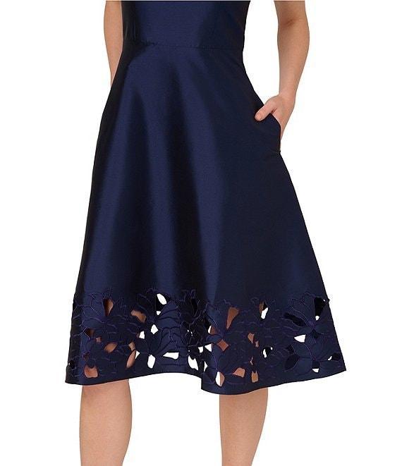 Adrianna Papell Taffeta Cut-Out Boat Neck Sleeveless Fit & Flare Dress Product Image