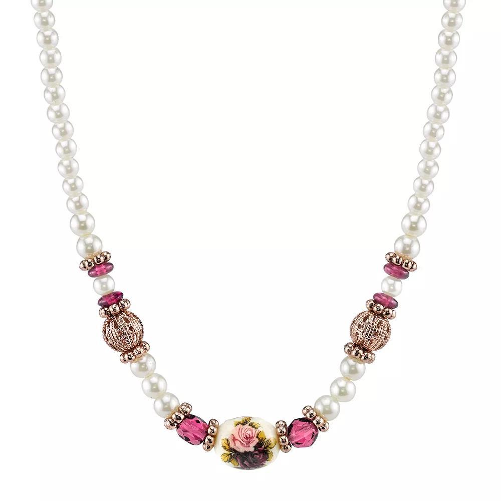 1928 Bead & Flower Necklace, Womens Multicolor Product Image