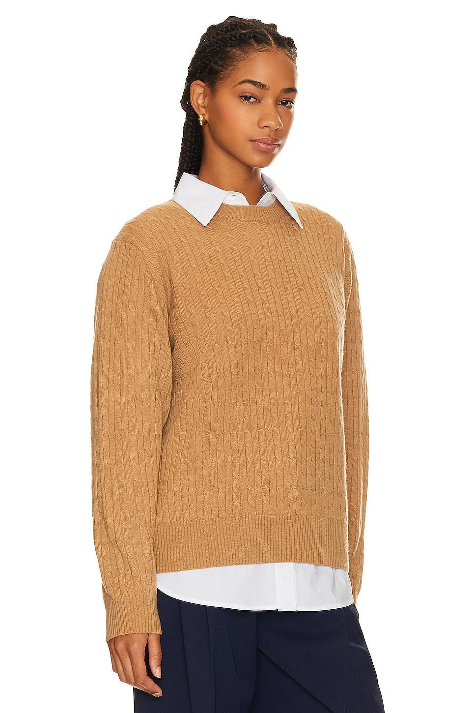 Cashmere Cropped Cable Crew Product Image