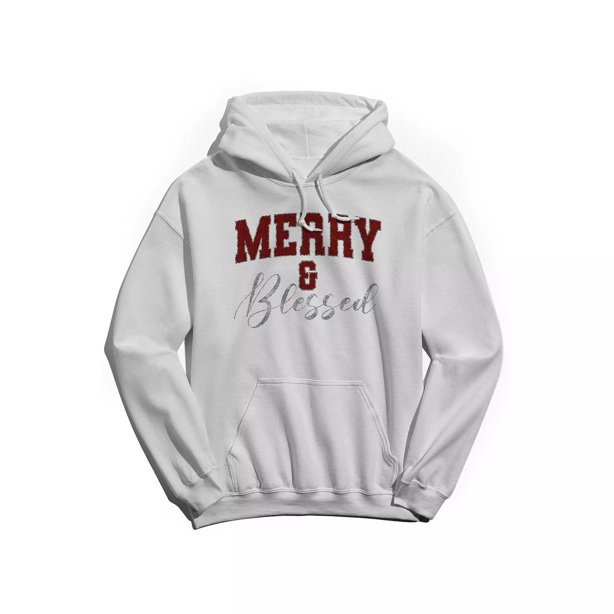 Men's Merry & Blessed Hoodie, Women's, Size: XXL, White Product Image