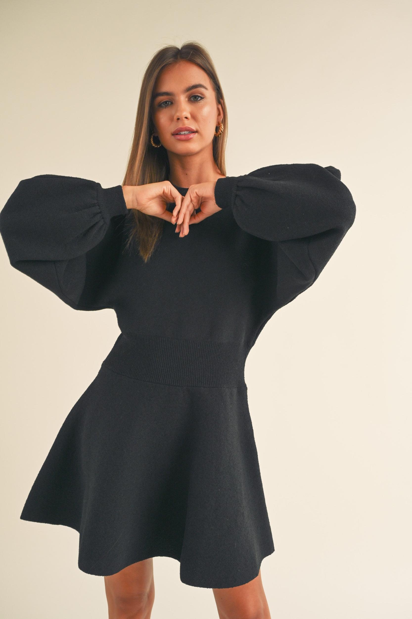 Balloon Sleeve Sweater Dress Product Image