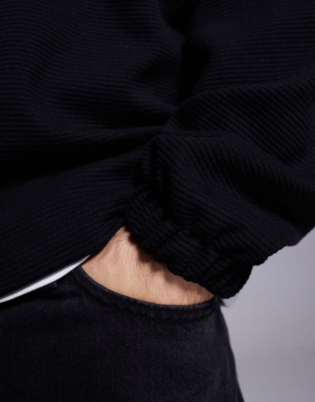 ASOS DESIGN heavyweight oversized dropped shoulder boxy sweatshirt with half zip in black rib Product Image