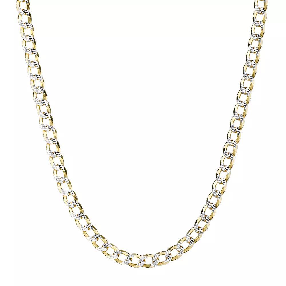 Men's LYNX 14k Gold Over Silver 6.4mm Pave Cuban Chain Necklace, Size: 20", Gold Tone Product Image