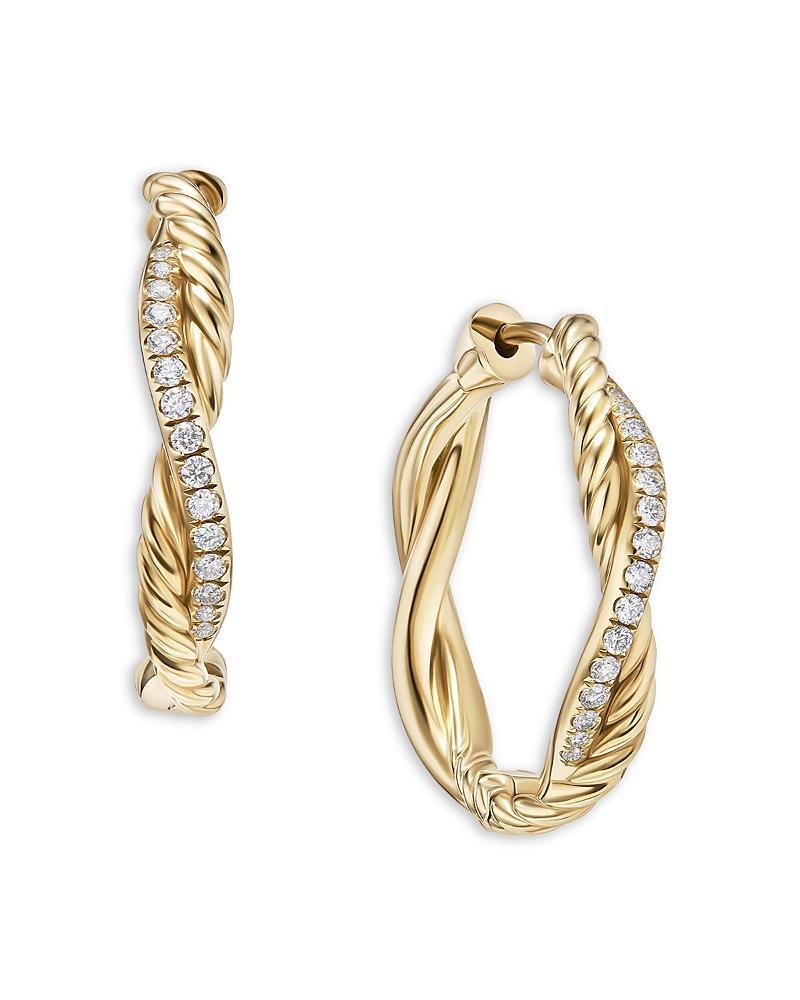 David Yurman Infinity 18K Yellow Gold Twist Cable Diamond Hoop Earrings Product Image