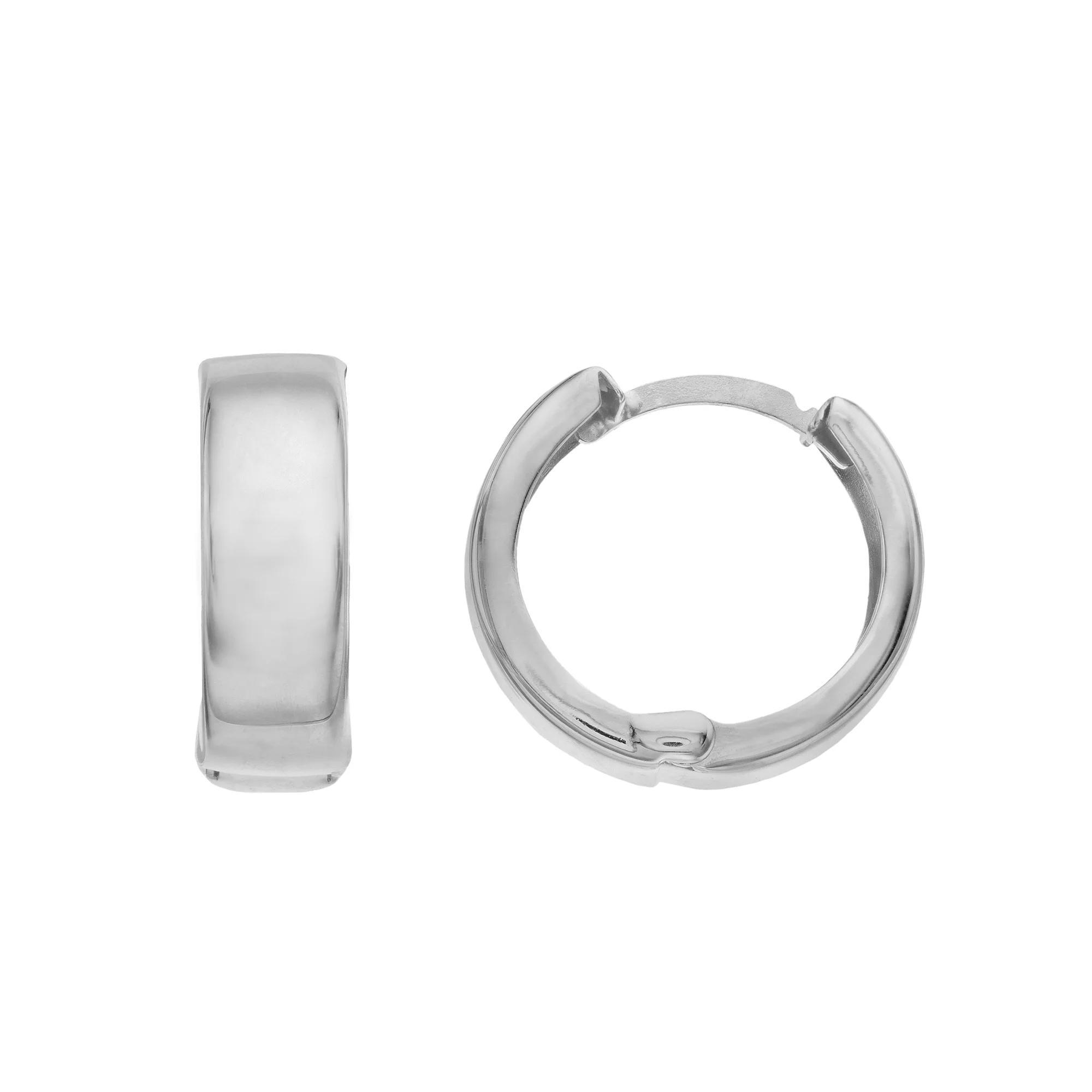 Huggie Earrings, Women's, 14k White Gold Product Image