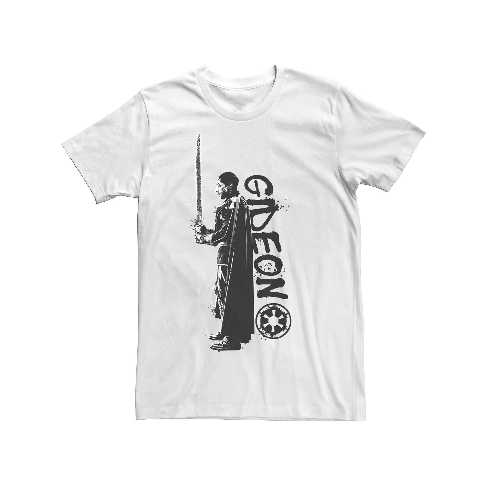 Men's Star Wars The Mandalorian Gideon Splatter Black And White Tee, Size: Medium Product Image