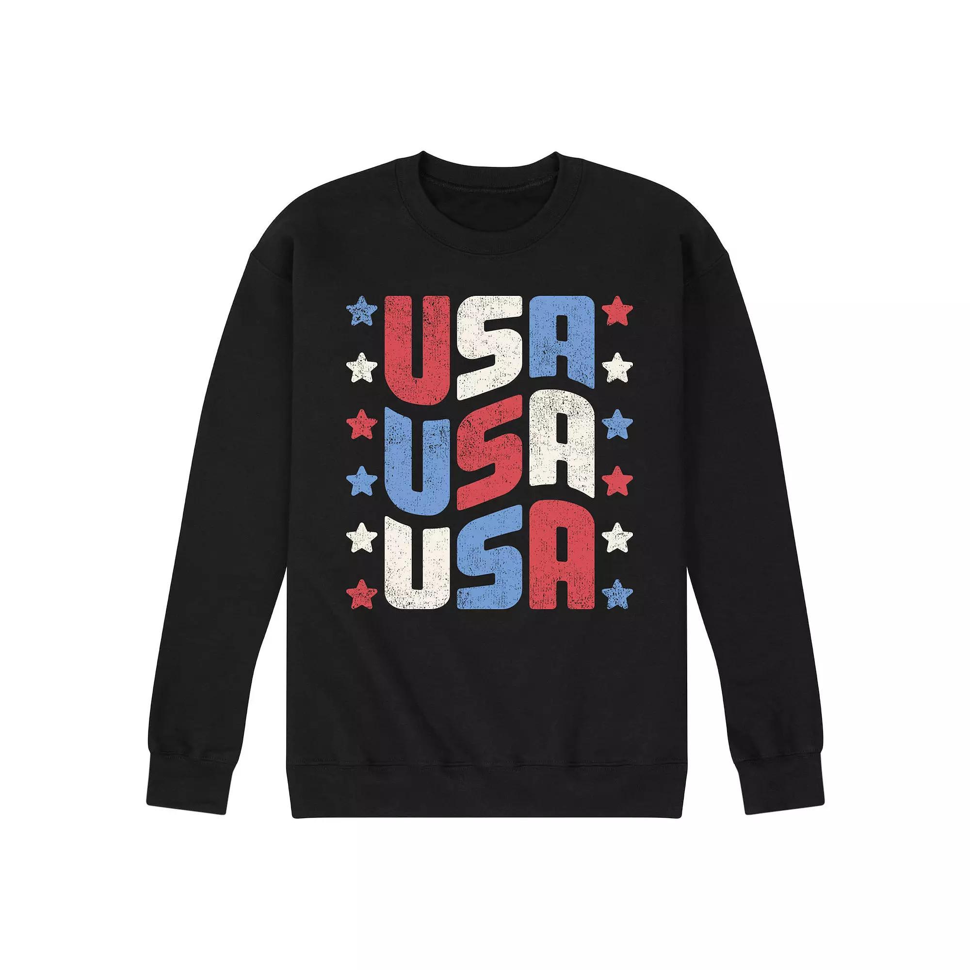 Mens USA Stacked Fleece Sweatshirt Blue Product Image