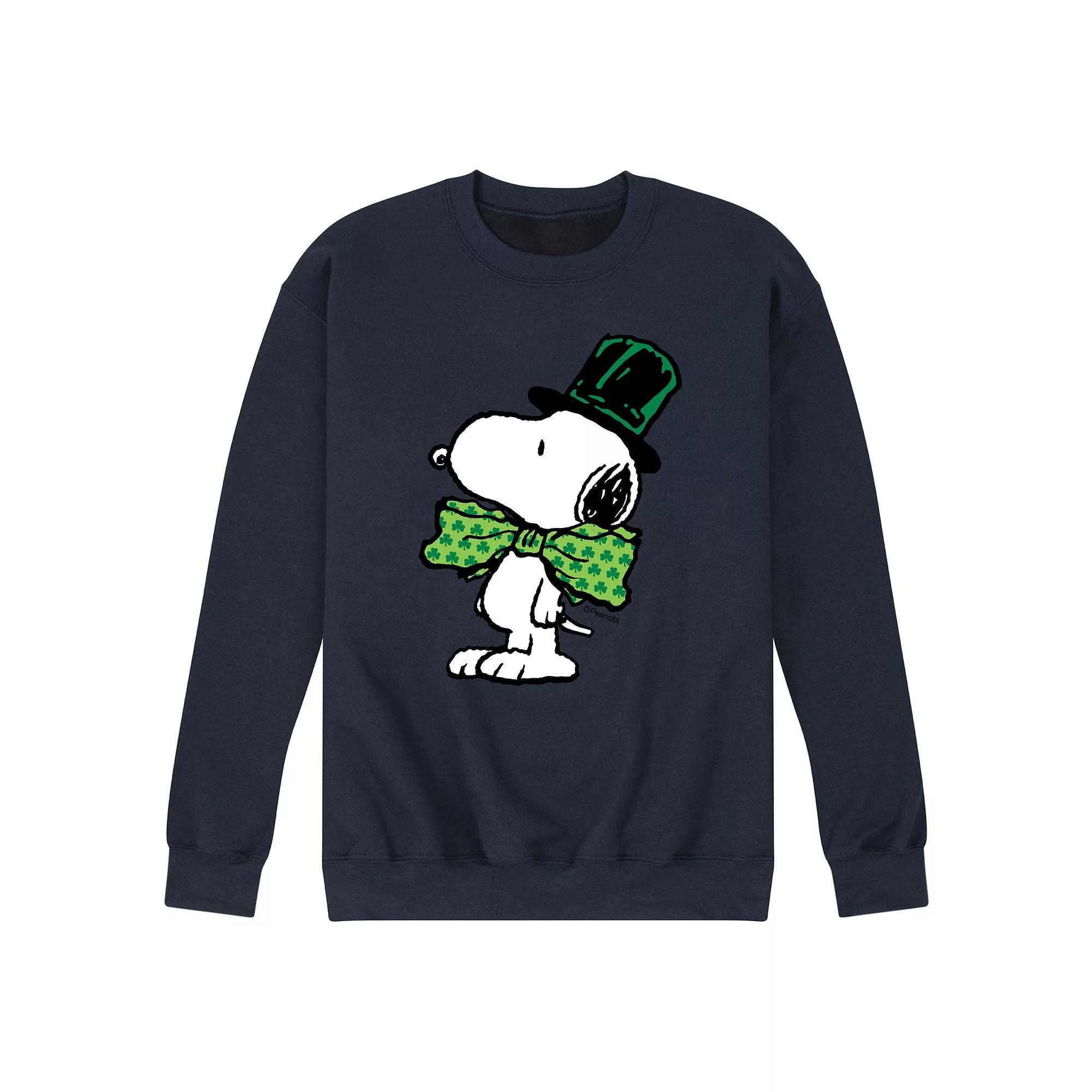 Mens Peanuts St Paddys Bowtie Fleece Sweatshirt Blue Product Image