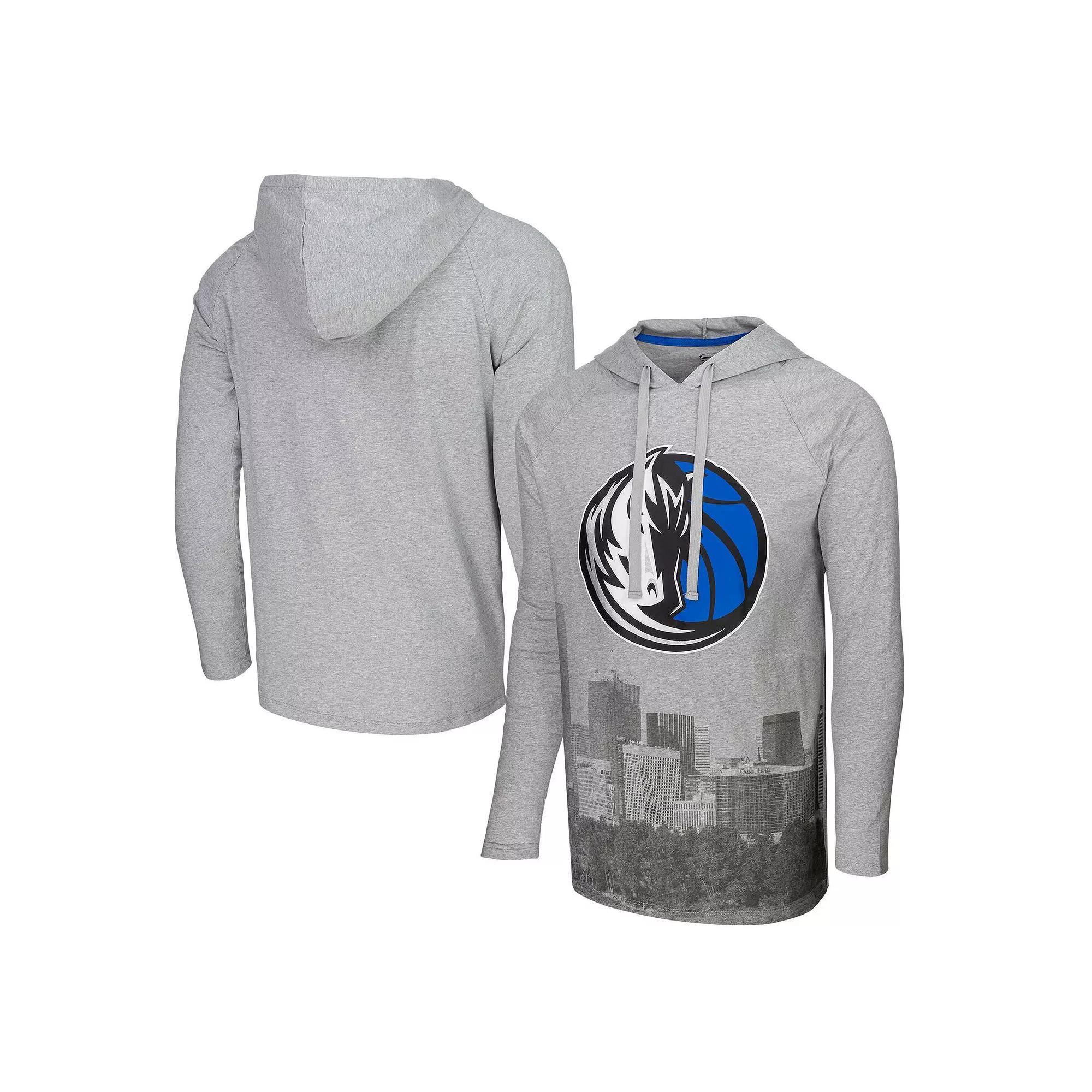 Men's Stadium Essentials Heather Gray Dallas Mavericks Atrium Raglan Long Sleeve Hoodie T-Shirt, Size: XL, Grey Product Image