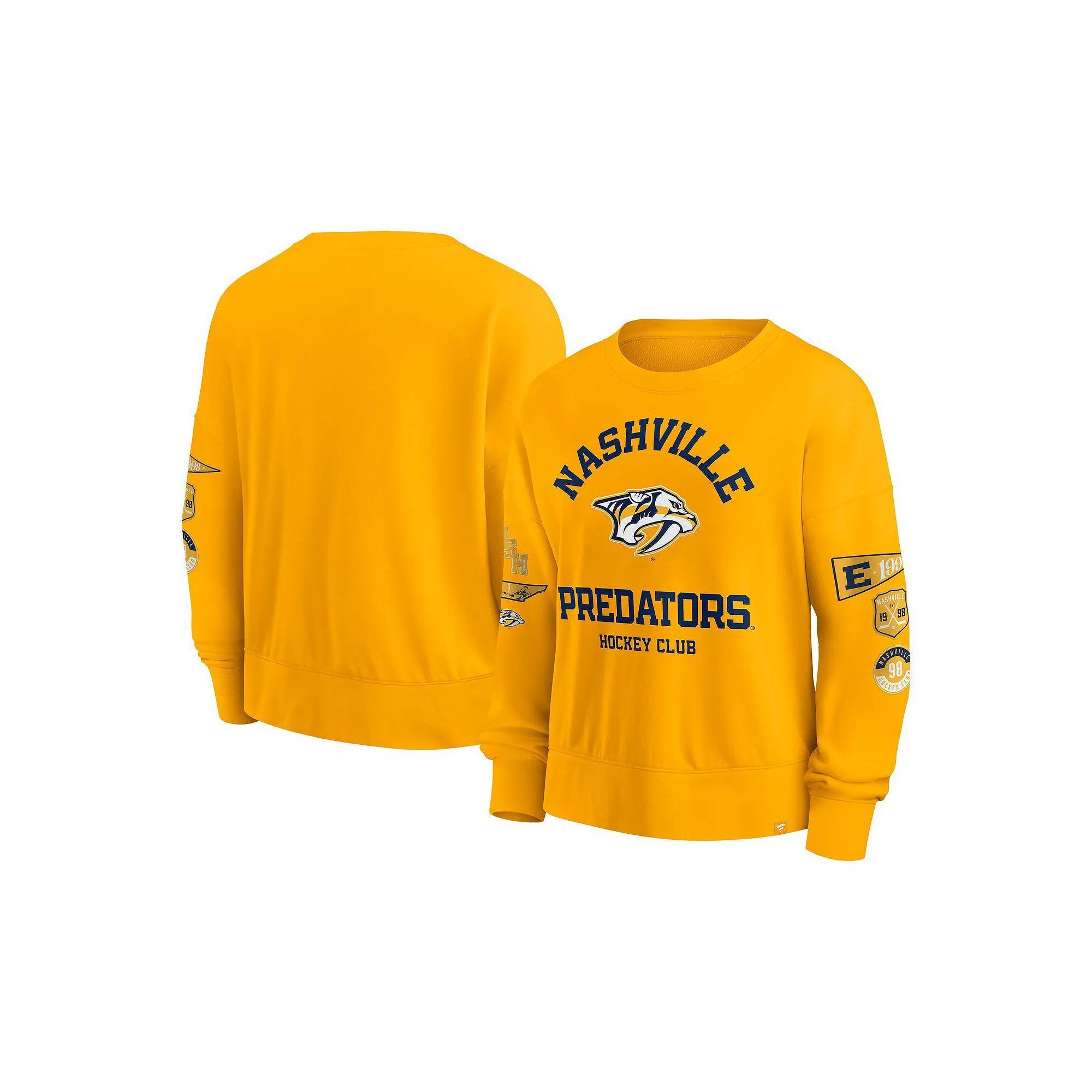 Women's Fanatics Gold Nashville Predators Go Team Pullover Sweatshirt, Size: Large, Pdt Gold Product Image