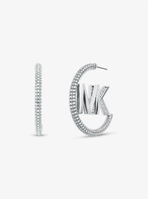 Michael Kors MK Metallic Muse Silver-Tone Brass Hoop Earrings Product Image