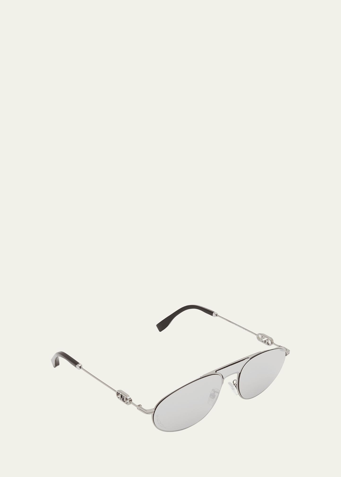 Mens Double-Bridge Metal Oval Sunglasses Product Image