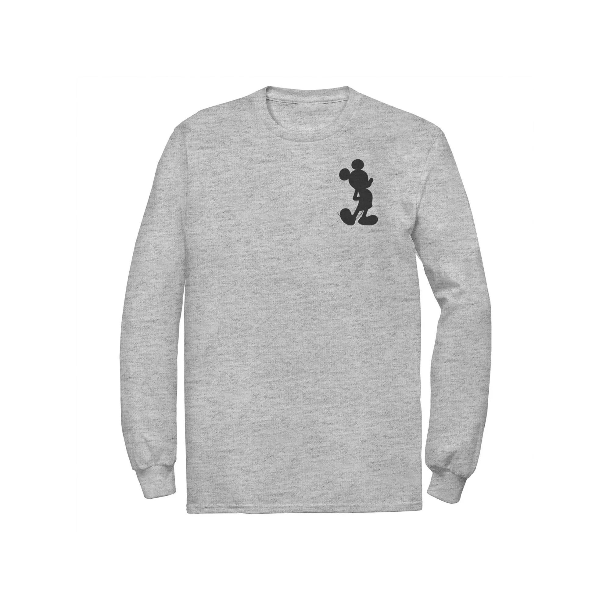 Disney's Mickey Mouse Big & Tall Silhouette Left Chest Long Sleeve, Men's, Size: 5XL, Athletic Grey Product Image