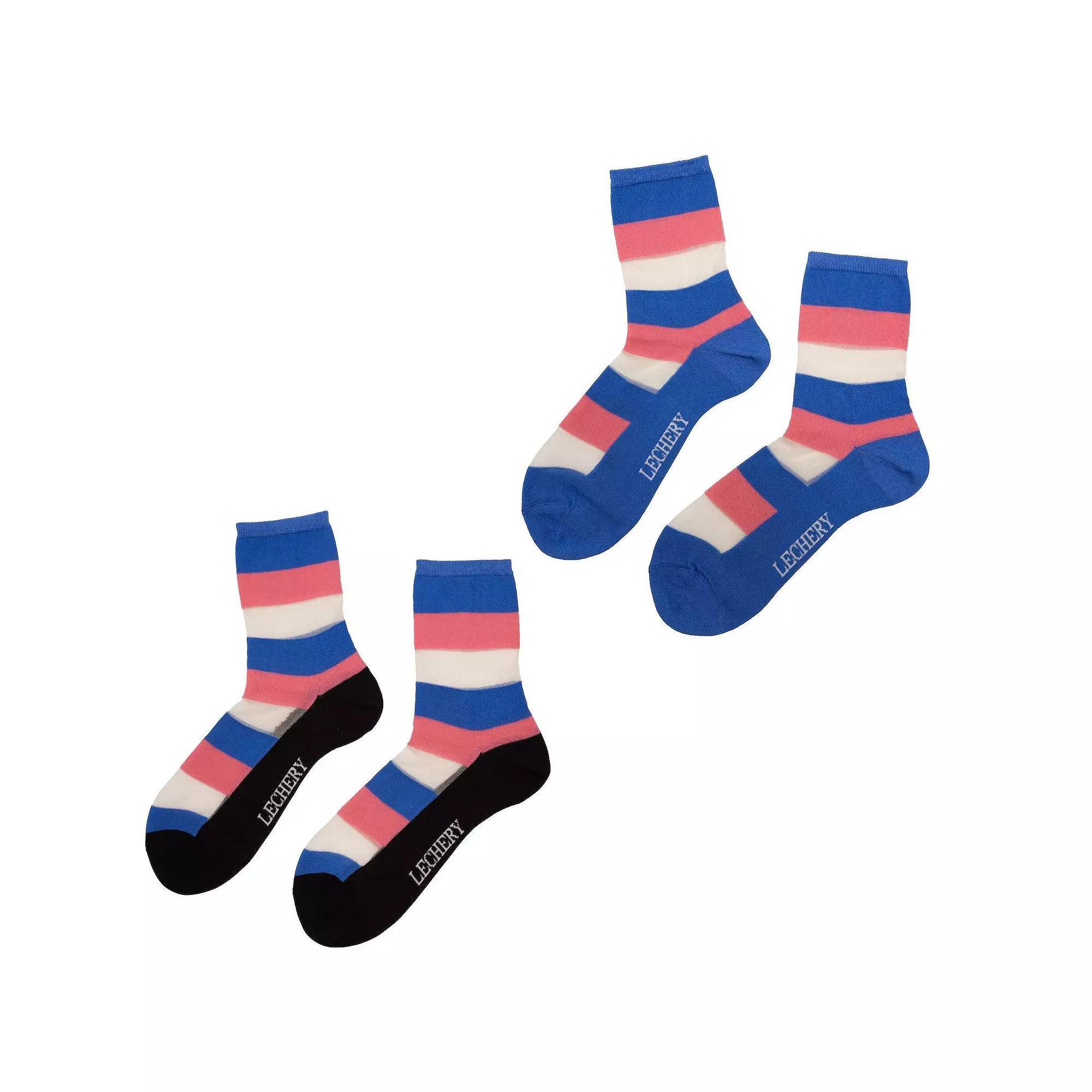 Womens LECHERY 2-Pack Striped Sheer Crew Socks Product Image