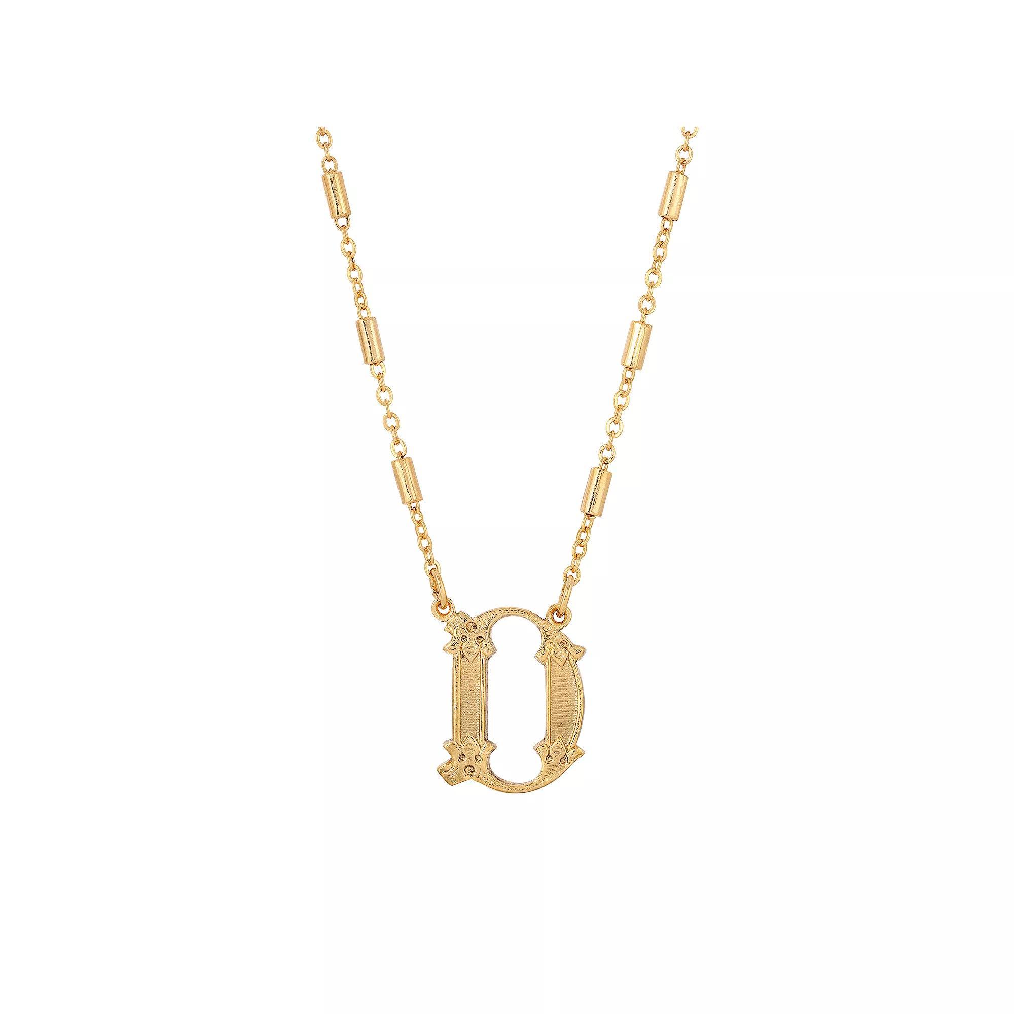 1928 Gold Tone Initial Necklace, Womens, Yellow L Product Image