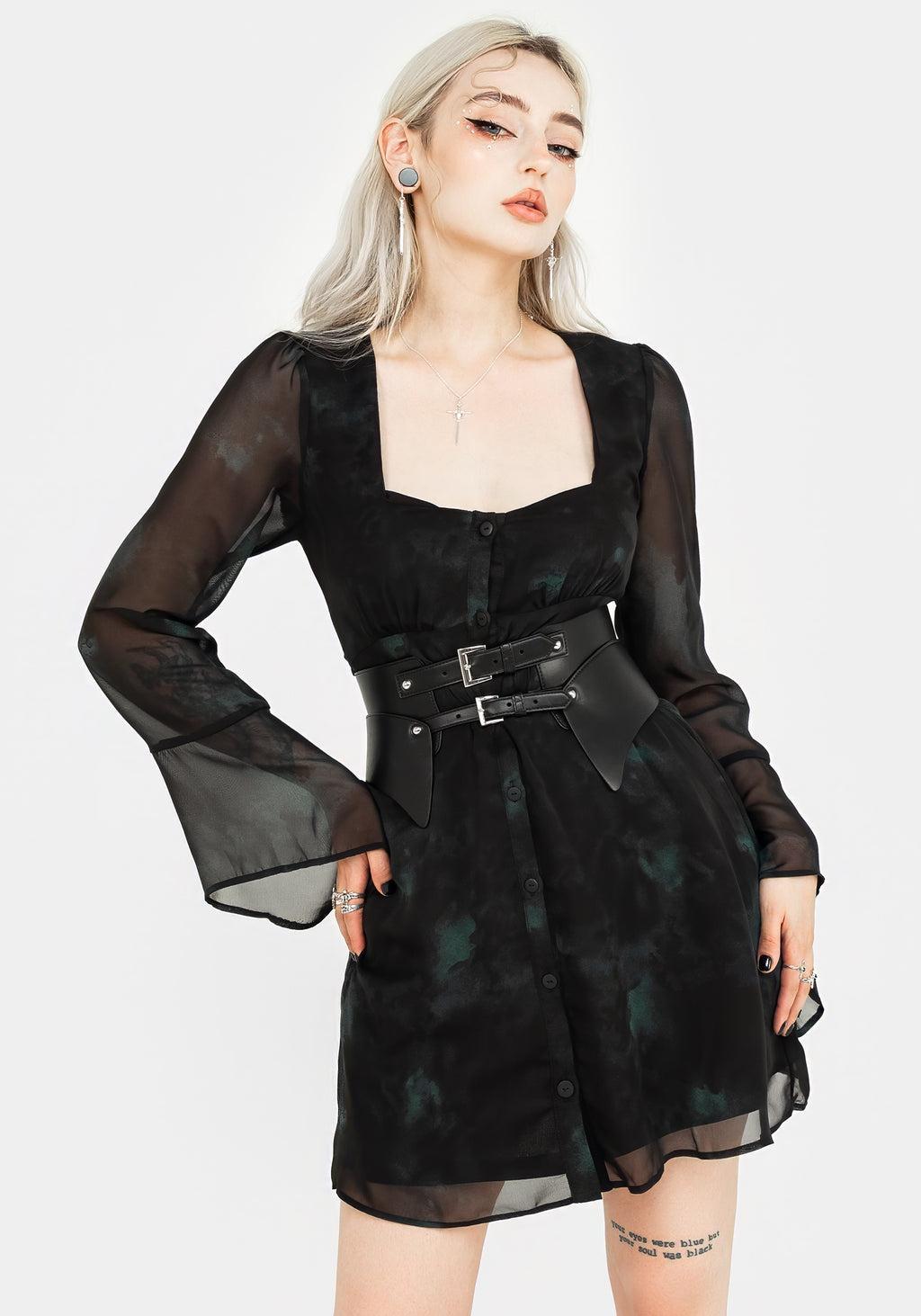Lichen Bell Sleeve Chiffon Mini Dress Product Image